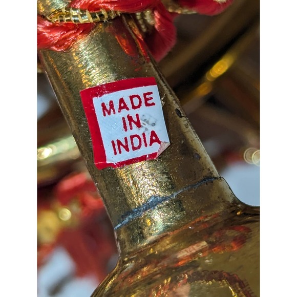 5 Handmade India Exotics Vtg Brass French Horn Bugle Tassel Ornament Christmas - Picture 10 of 11